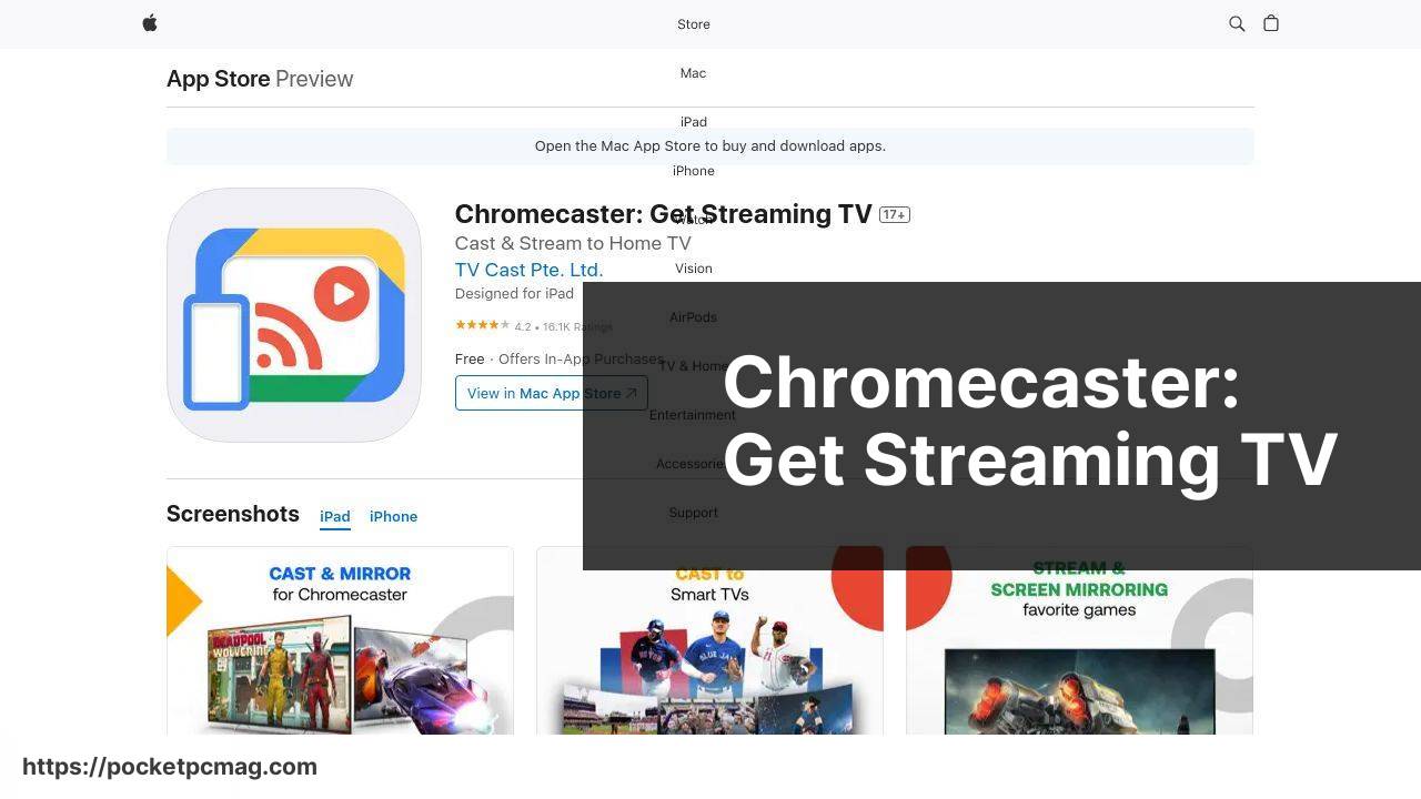 https://apps.apple.com/us/app/chromecaster-get-streaming-tv/id1474236946 screenshot