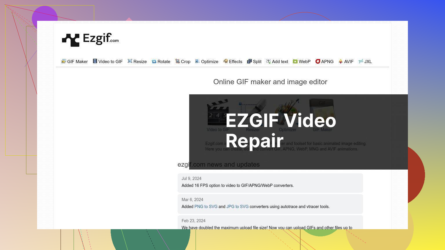 https://ezgif.com/video-repair screenshot