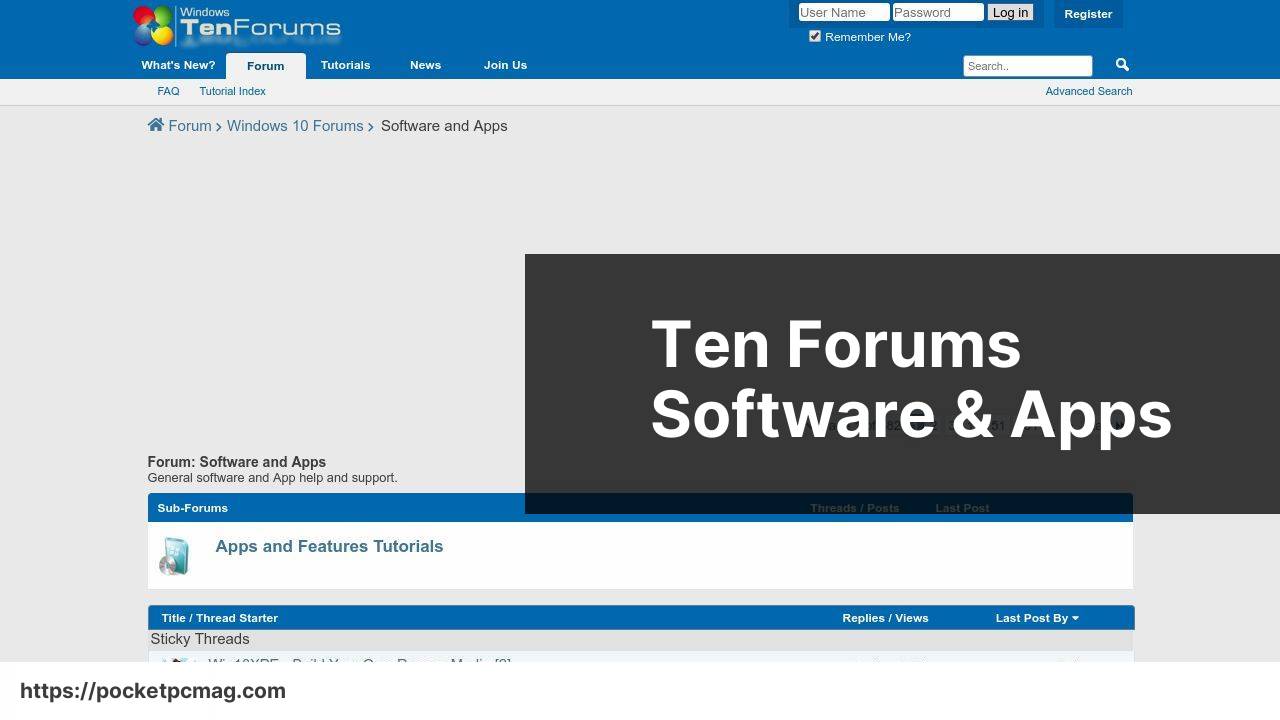 https://www.tenforums.com/software-apps/ screenshot